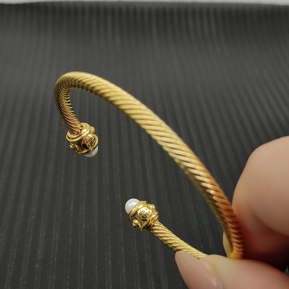 David Yurman Gold 4mm Diamond Pearl Bracelet - Picture 3 of 8